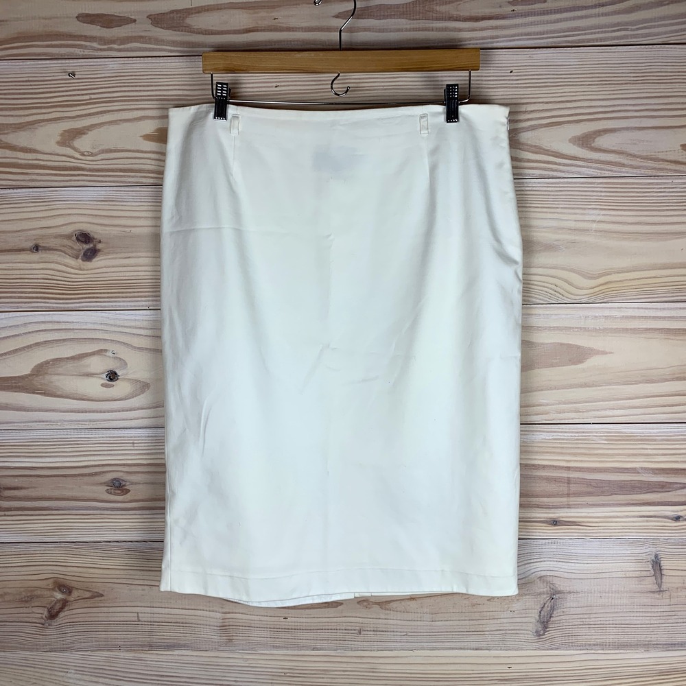 Jones Wear Pencil Skirt Womens 16 Ivory Stretch Cotton Blend Professional Career